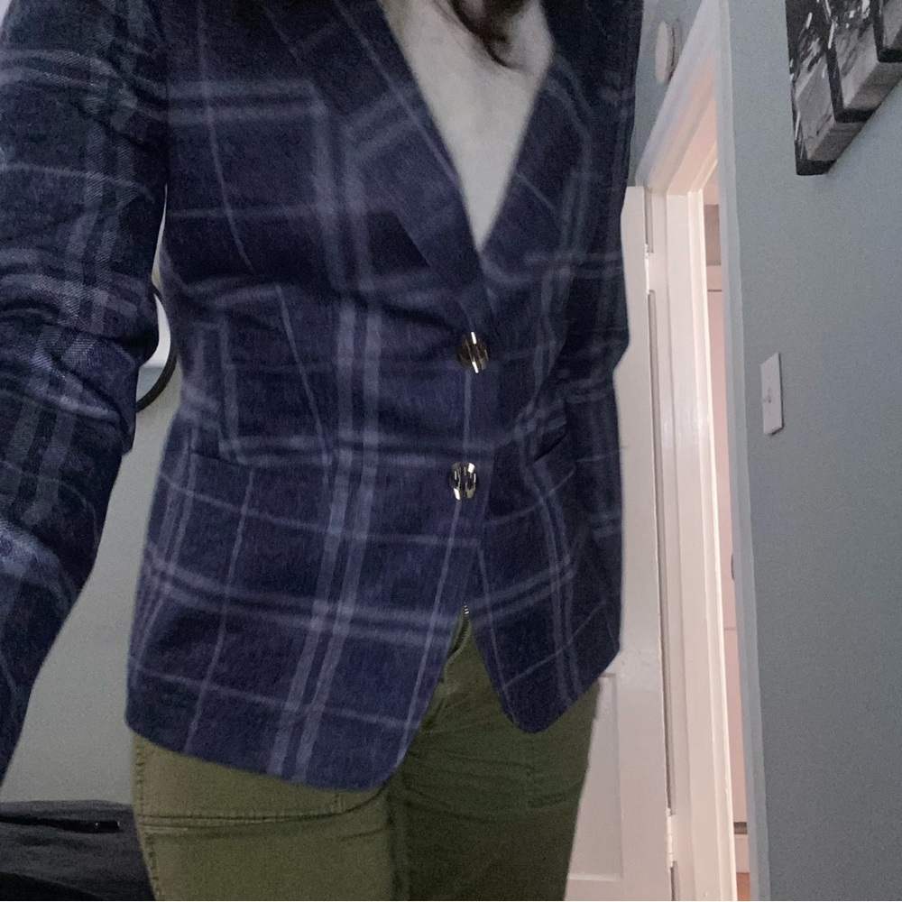 NWT Tommy Hilfiger lined plaid blue blazer suit jacket 0 - Picture 5 of 15
